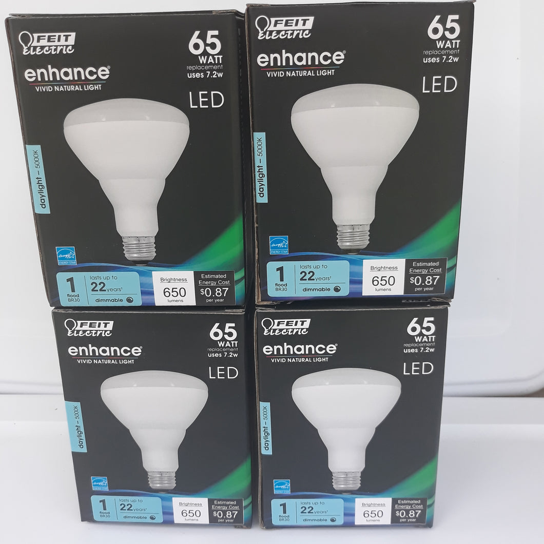 4 pk FEIT Electric LED Flood BR30 Daylight 5000k 65 Watt