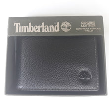 Load image into Gallery viewer, Timberland Men&#39;s Genuine Pebble Leather Removable Passcase Wallet Black
