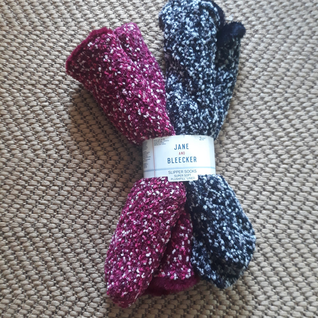 Jane & Bleecker 2 Pair Slipper Socks for Ladies