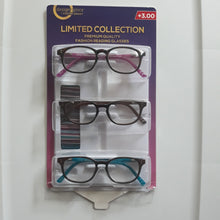 Load image into Gallery viewer, Design Optics Limited Full Frame Ladies Reading Glasses 3 Pack +3.00
