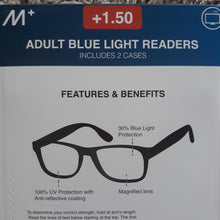 Load image into Gallery viewer, M+ Blue Light Protection Reading Glasses 2 Pack, +1.50
