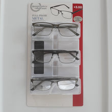 Load image into Gallery viewer, Design Optics by Foster Grant Full Frame Metal Reading Glasses 3 Pack
