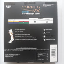 Load image into Gallery viewer, Copper Fit Energy Unisex, Knee High, Compression Socks 2 Pairs, Black
