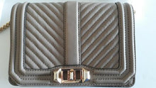 Load image into Gallery viewer, NEW REBECCA MINKOFF CHEVRON QUILTED SMALL LOVE CROSSBODY BAG (MUSHROOM)
