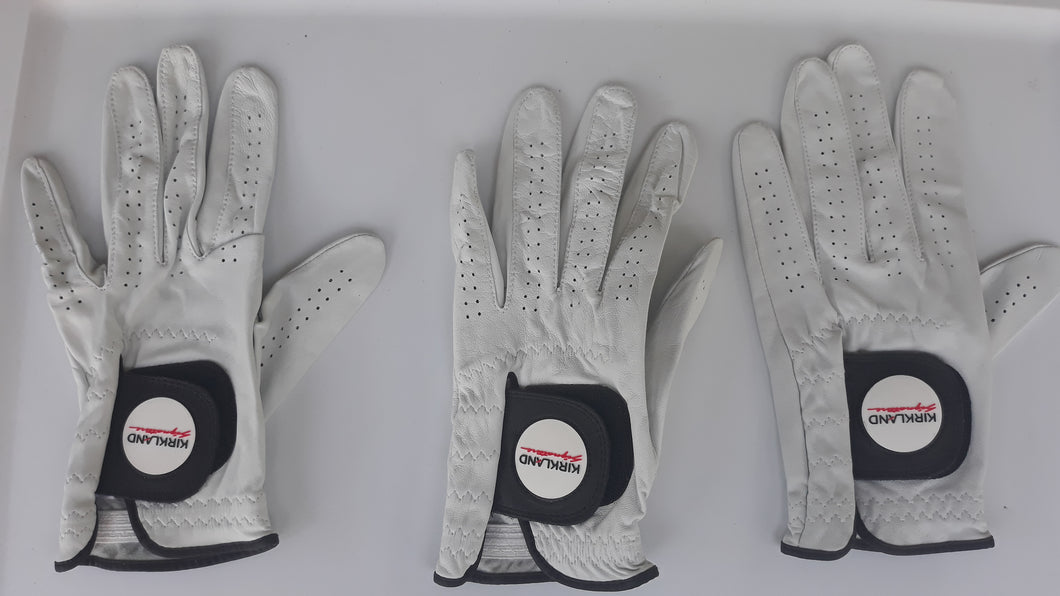 Kirkland Signature Men's Golf Gloves Cabretta Leather Left Hand, 3 Pack, Medium