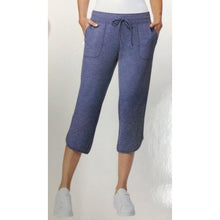 Load image into Gallery viewer, 32 Degrees Cool Women&#39;s French Terry Capri Pants Medium Heather Indigo Blue
