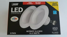 Load image into Gallery viewer, Feit Electric LED Dimmable Retrofit 5-6 inch Recessed 2 Pack 11.3 watts
