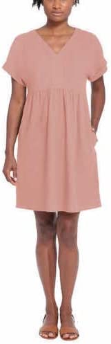 Briggs Womens V-Neck Linen Blend Dress