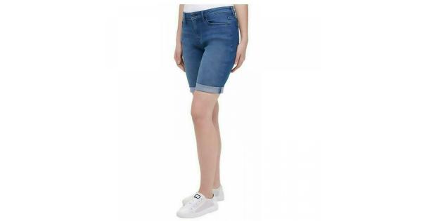 DKNY Jeans Women's Roll Cuff Denim Bermuda Shorts
