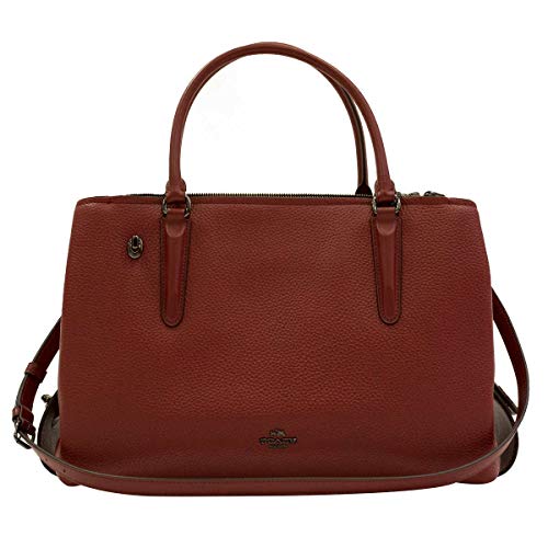 Coach Pebbled Brooklyn 34 Satchel, Dark Cherry with Gunmetal 57276