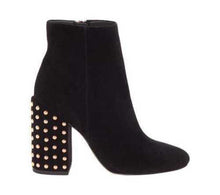 Load image into Gallery viewer, Jessica Simpson Wexton Black Suede Metallic Stud Chunky Block Heel Boots 5.5 M
