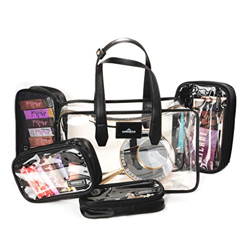 IMPRESSIONS Paris Transparent Makeup Case with 4 Different Size Pouches.