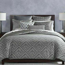 Load image into Gallery viewer, Hudson Park Woven Diamond Grey KING Duvet Cover With 2 Pillow Shams
