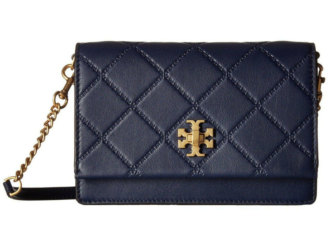 Tory Burch Georgia Turn-lock Mini Crossbody Shoulder Bag Navy Blue and Gold