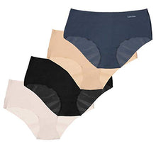 Load image into Gallery viewer, Calvin Klein Womens 4 Pack Invisibles Hipster Panty Small (Black/Beige/Navy/Pink)
