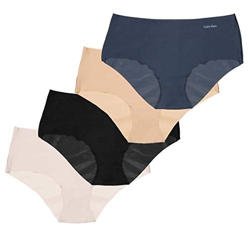 Calvin Klein Womens 4 Pack Invisibles Hipster Panty Small (Black/Beige/Navy/Pink)