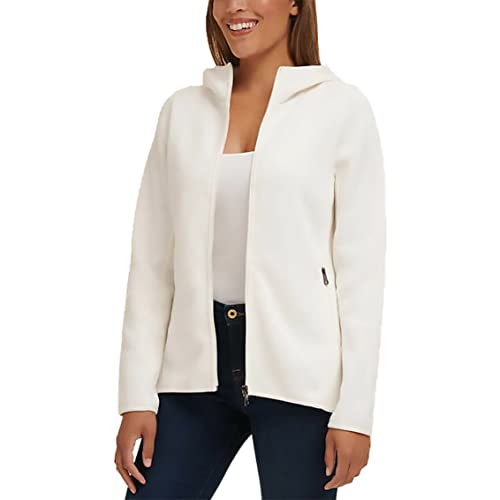 Andrew Marc Women's Full Zip Midweight Hooded Fleece Jacket M Ivory