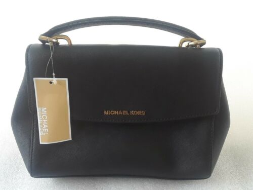 New Michael Kors AVA Small Top Handle Satchel Black Leather . No shoulder Strap.