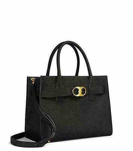 TORY BURCH NWT $598 Black Gemini Link Leather Tote Handbag Bag