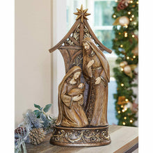 Load image into Gallery viewer, Christmas 17&quot; (44cm) Wood Look Holy Family With Gold Finish NoTags
