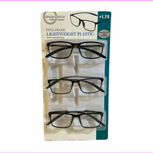 Load image into Gallery viewer, Design Optics by Foster Grant Full Frame Lightweight Plastic Reading Glasses 3 Pack
