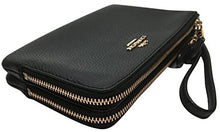 Load image into Gallery viewer, COACH Smooth Leather Double Zip Phone Wallet Black One Size
