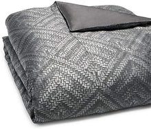 Load image into Gallery viewer, Hudson Park Woven Diamond Grey Queen Duvet Cover
