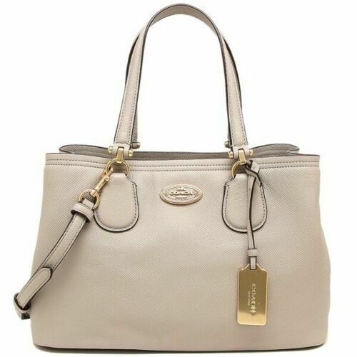 Coach 34563 Women Crossgrain 2 way shoulder Bag Greybeige