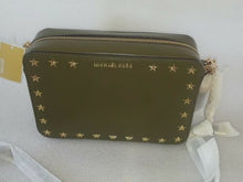 Load image into Gallery viewer, Michael Kors Ginny Medium Camera Olive Leather Stars Studs Crossbody Bag New
