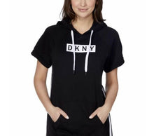 Load image into Gallery viewer, DKNY Sport Ladies&#39; Black Logo Hoodie Dress Kangaroo Pockets
