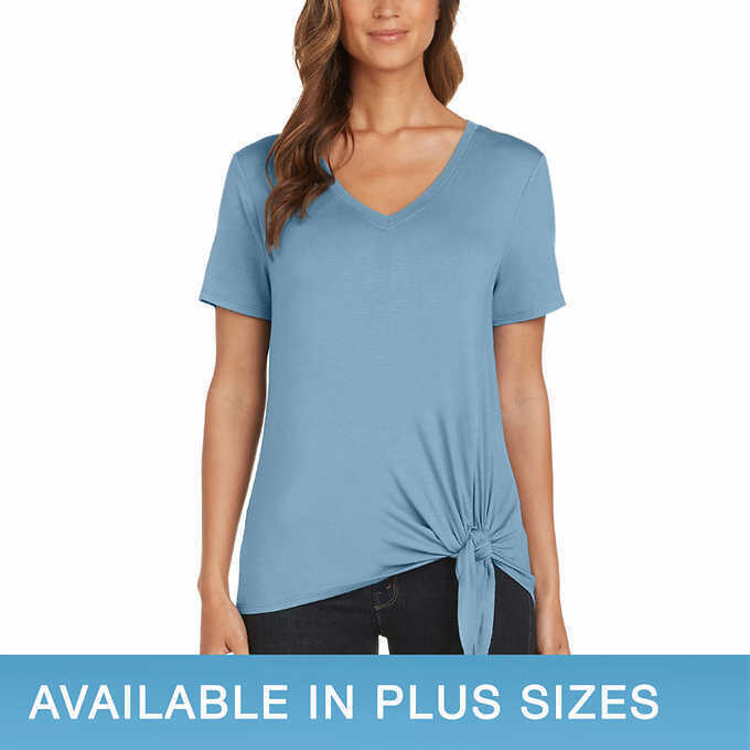 Matty M Ladies' V-Neck Side Tie Tee