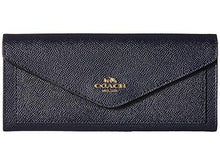 Load image into Gallery viewer, Coach Ladies Crossgrain Leather Soft Wallet Navy NWT
