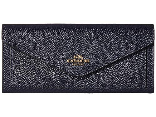 Coach Ladies Crossgrain Leather Soft Wallet Navy NWT