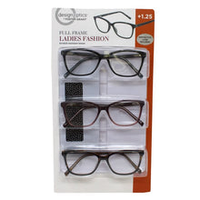 Load image into Gallery viewer, Design Optics By Foster Grant Full Frame Ladies Fashion +1.25, 3 Count
