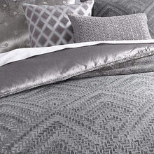 Load image into Gallery viewer, Hudson Park Woven Diamond Grey Queen Duvet Cover

