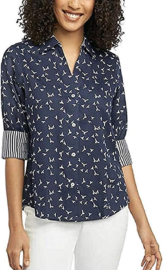 Foxcroft NYC Women's Pinpoint Non-Iron Stretch Poplin Shirt