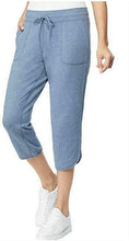 Load image into Gallery viewer, 32 Degrees Cool Women&#39;s French Terry Capri Pants Medium Heather Indigo Blue
