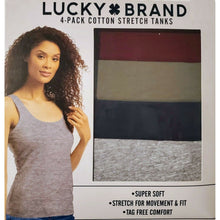 Load image into Gallery viewer, Lucky Brand Women&#39;s Cotton Stretch Tank Tops 4 Pack
