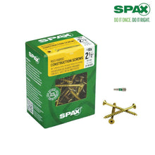 Load image into Gallery viewer, SPAX #10 x 2-1/2in. Flat Head Multi-Material Yellow Zinc Coated Screw 1 LB Box
