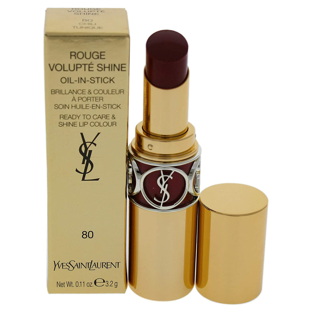Rouge Volupte Shine Lipstick 80 Chili Tunique by Yves Saint Laurent 0.11 oz