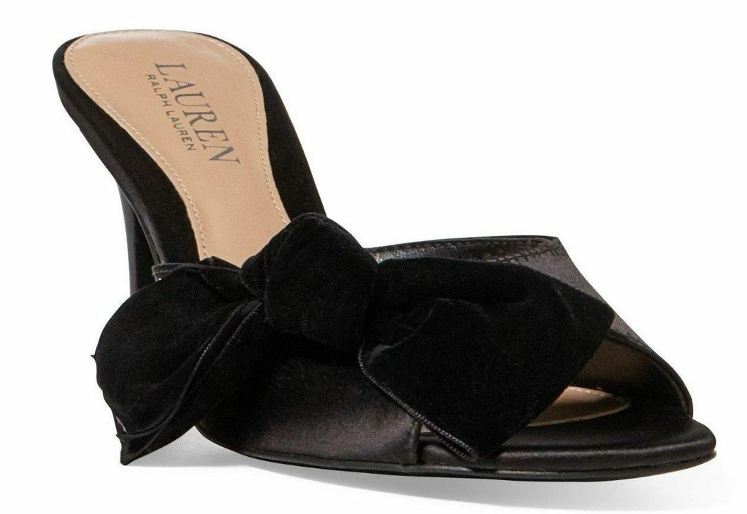 Ralph Lauren Genevie Black Satin Sandal Size 5.5M