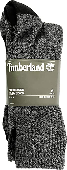 Timberland Men's Everyday Crew Sock, 6-pair - Grey