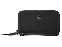 Load image into Gallery viewer, COACH Smooth Leather Double Zip Phone Wallet Black One Size
