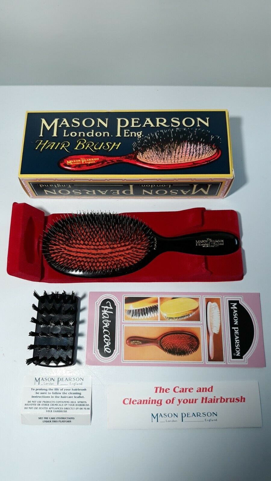 Mason Pearson Popular Hair Brush Bristle & Nylon Large Dark Ruby BN1 Used