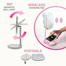 Load image into Gallery viewer, Hello Kitty LED Rechargeable Makeup Mirror and Wireless Compact LED Mirror
