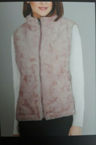 Nicole Miller Women’s Original Faux Fur Reversible Vest Medium M Blush New w/tag