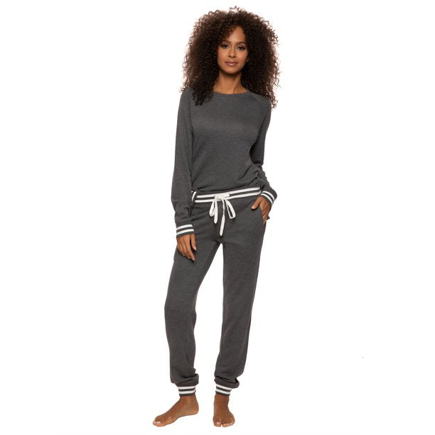 Felina Geena French Terry Lounge Set Sweatshirt & Jogger (Charcoal, X-Small)