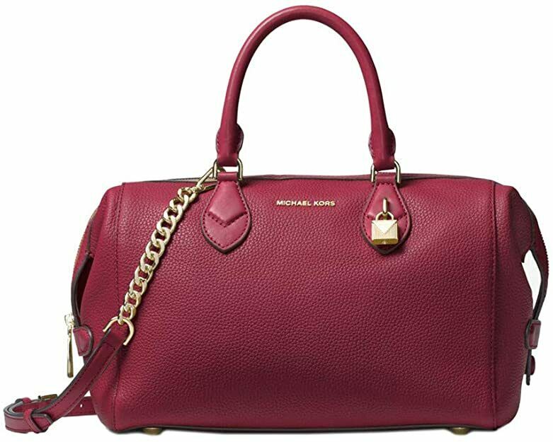 Michael Kors Grayson Leather Satchel Mulberry/Gold large