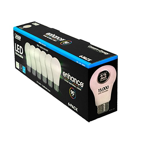 Feit LED Dimmable Enhance Vivid Natural Light 60 Watt 6-Pack