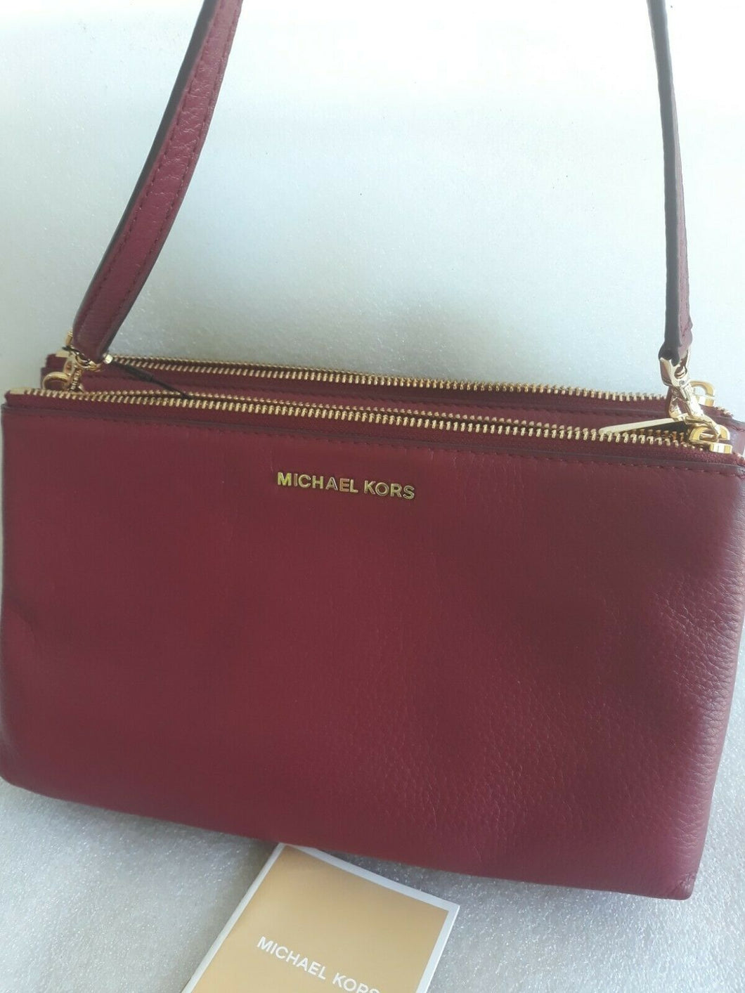 MICHAEL KORS JET SET DOUBLE GUSSET CROSSBODY BROWN/MULBERRY